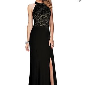 Halter Floral Lace Vintage Maxi Dress